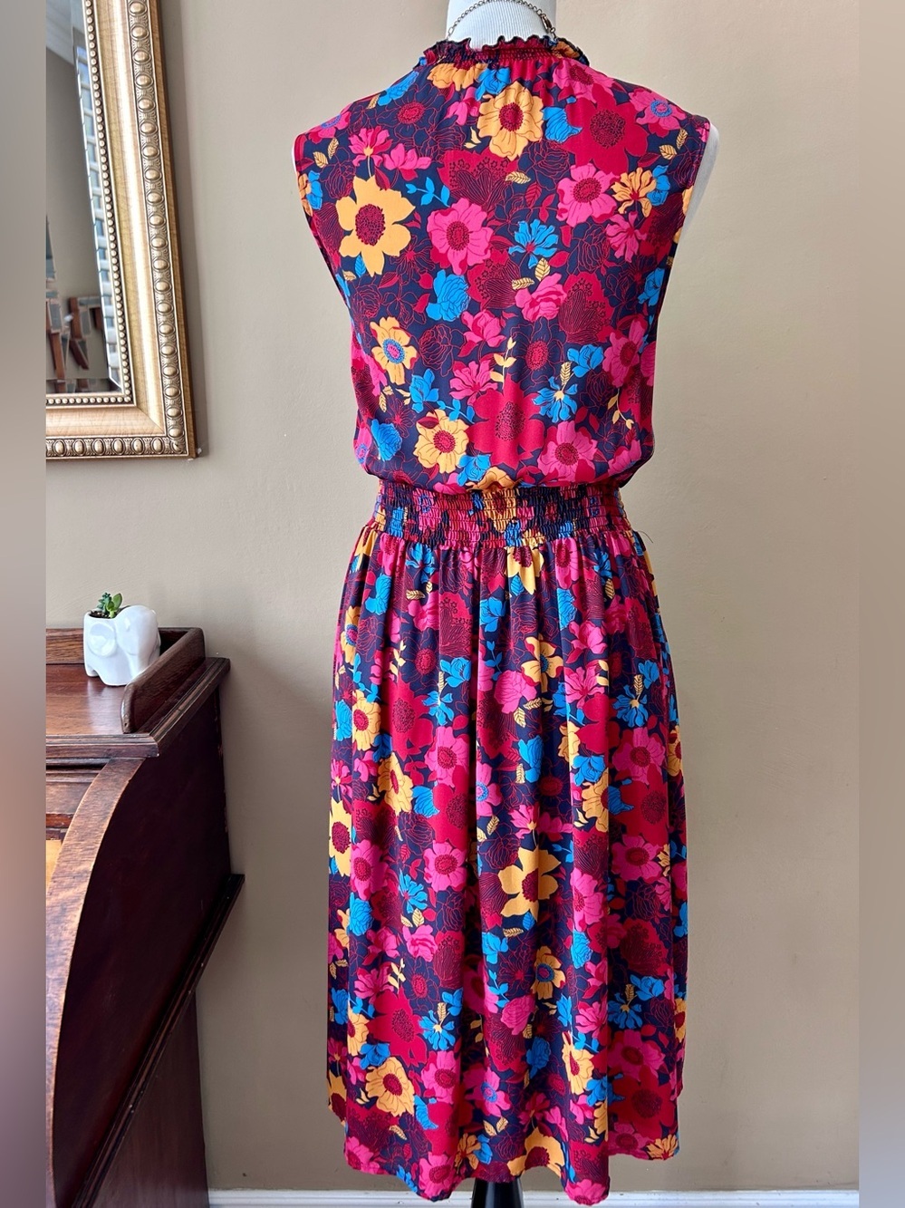 Modcloth Savor The Occasion Floral Sleeveless High Neck A-Line Dress Size 2X - Picture 6 of 9